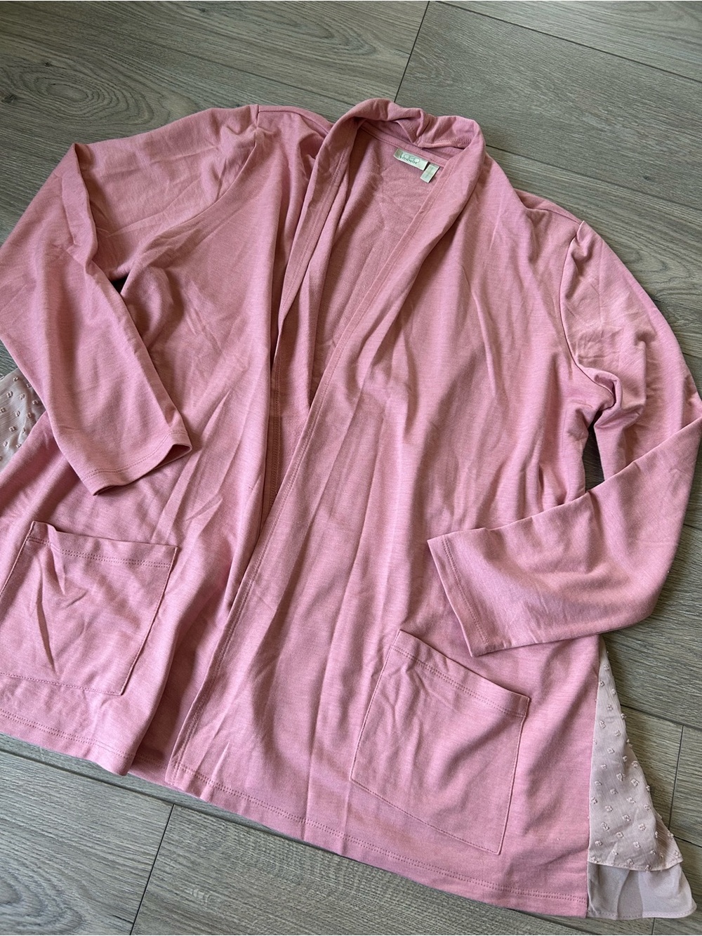 LOGO | Lori Goldstein Open Front Pink Kimono Cardigan Size Large